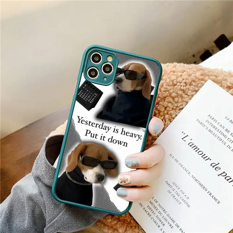 Cartoon Funny Dog Phone Case for iPhone 14 11 12 13 Mini Pro Max 8 7 Plus X XR XS MAX Translucent Matte Cover
