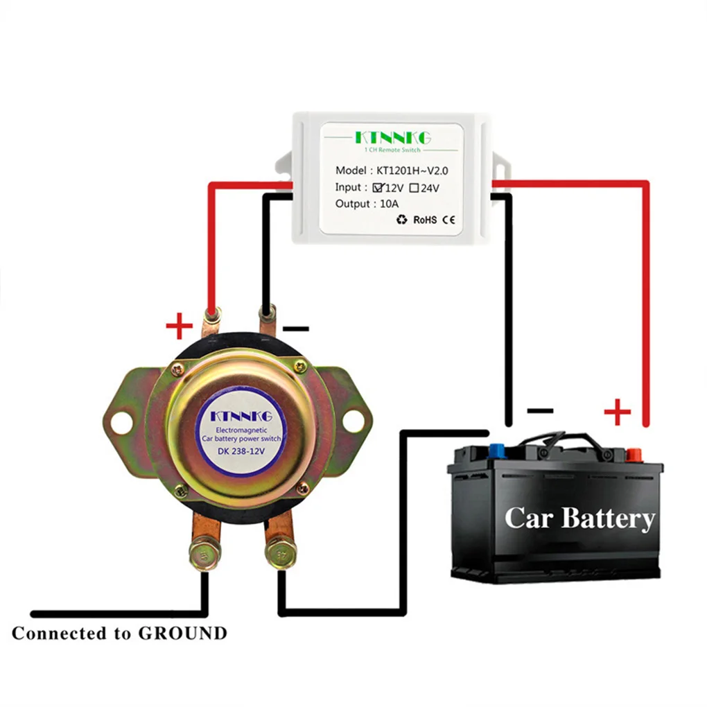 

Remote Control Switch Electromagnetic Solenoid Terminal Battery Isolator Cut Off Vehicle RF Receiver Module Wireless Switches