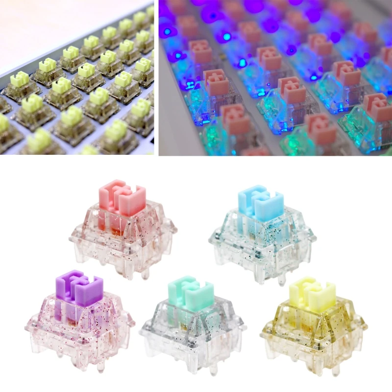 

5 шт. 5-контактные блестящие переключатели, линейный переключатель RGB, ось POM для механической клавиатуры на заказ, 30 г, 45 г, 62 г, 67 г, 80 г, Force H8WD