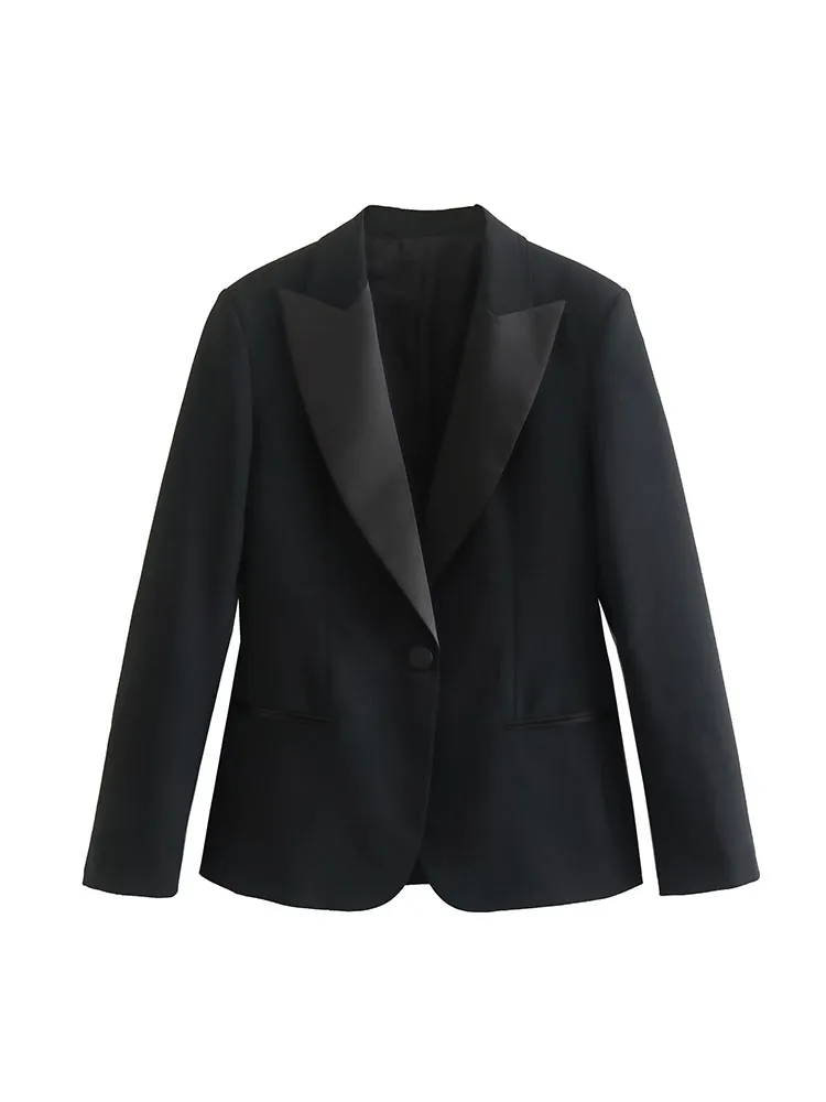 

PB&ZA 9115408 Women 2022 New Fashion wool blend full dress Blazer Coat Vintage Long Sleeve One button Female Outerwear 9115/408