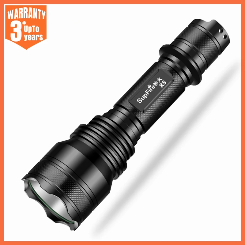 

X5 LED flashlight Waterproof Tactical Camping Torch 5 Modes Super Bright 1100 Lumens with 18650 Battery and Charger