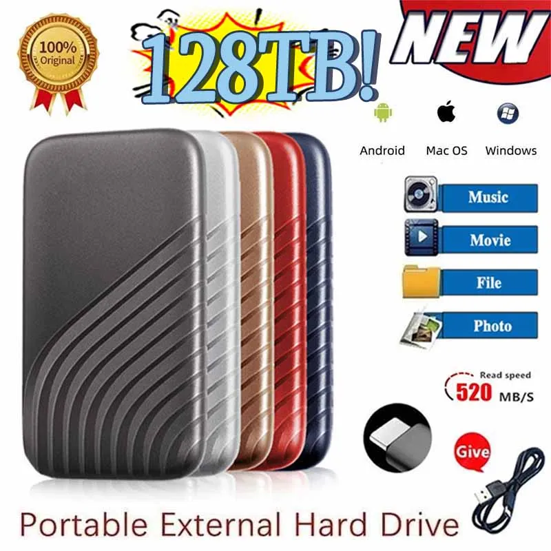 

Portable Original High-speed 500GB SSD 64TB 128TB External Hard Drive Mass Storage USB 3.0 Interface for Computer Laptops