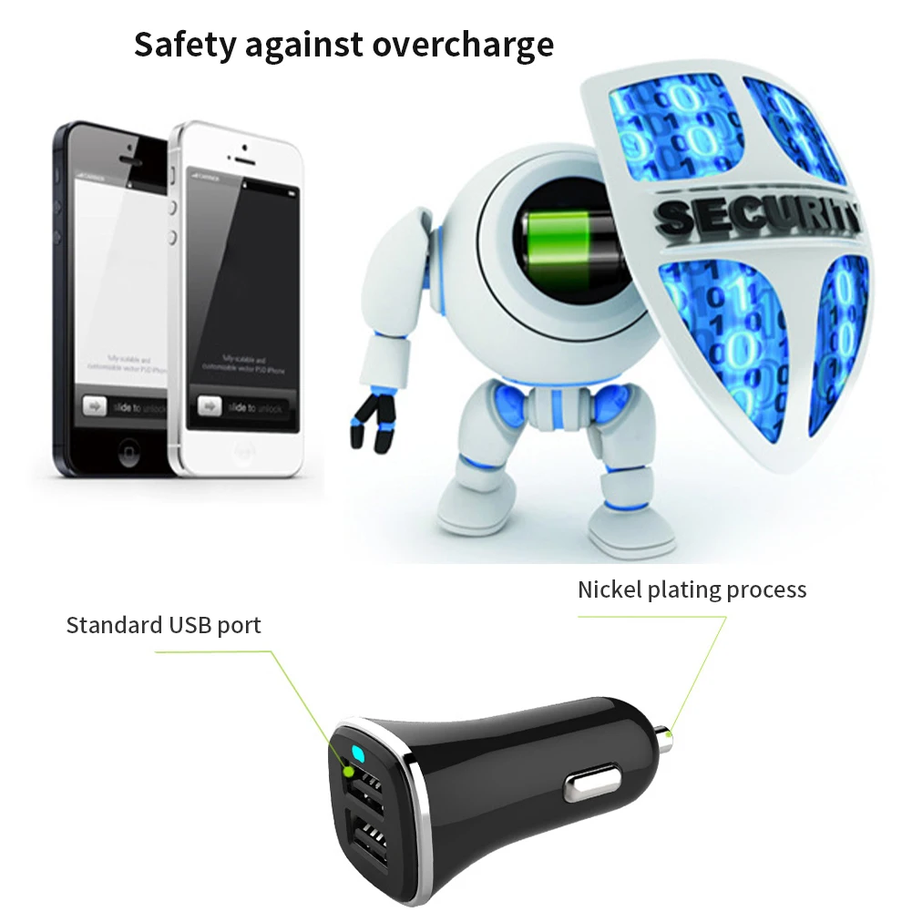 Универсальный адаптер ABS авто 12 В 24 автомобильное зарядное устройство 5 2 4 А