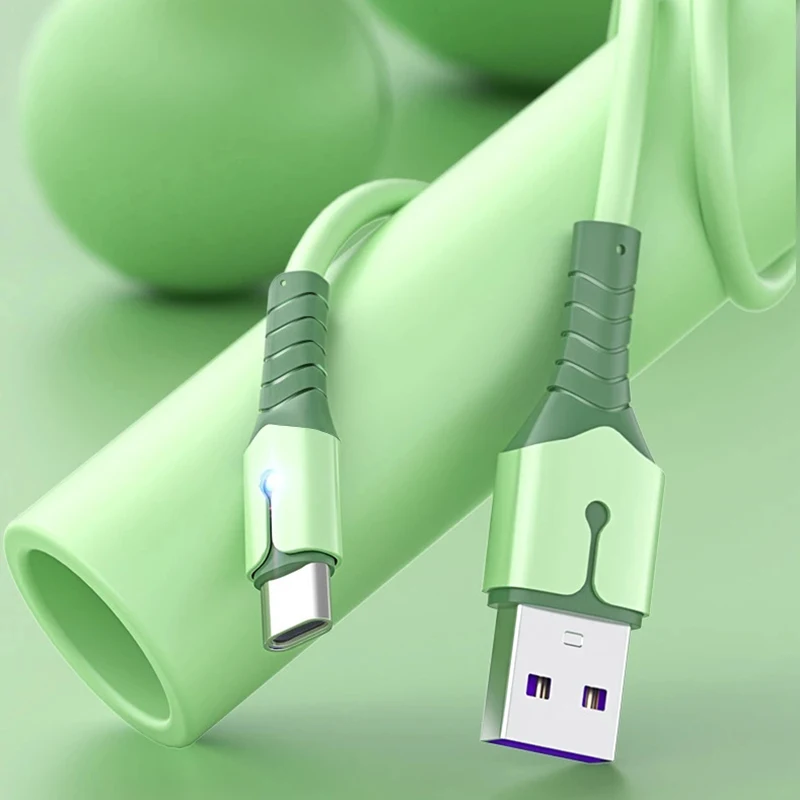 5A Жидкостной силикон Быстрая зарядка Кабель Micro USB Type C для Huawei Mate 40 Pro P40 Данные для Xiaomi Samsung on.