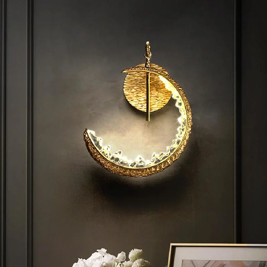 

Новые Медные настенные светильники, роскошные золотые светильники для коридора, коридора, гостиной, стен гостиницы, украшенные искусственн...