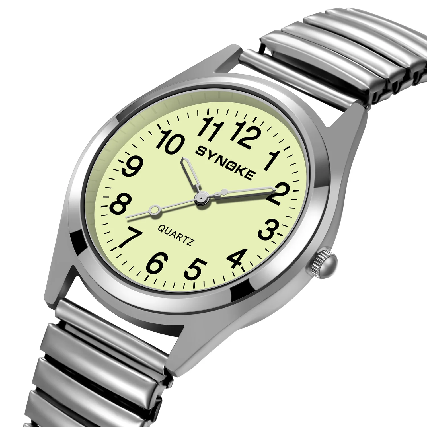 

SYNOKE Watch Men Casual Quartz Movement Watches Silver Dial Waterproof Clock Top Brand for Male
