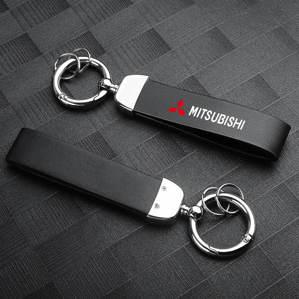 

luxury Leather Car Key Chain Lanyard KeyRings Auto Styling Accessories For Mitsubishi outlander asx lancer Ralliart Pajero L200