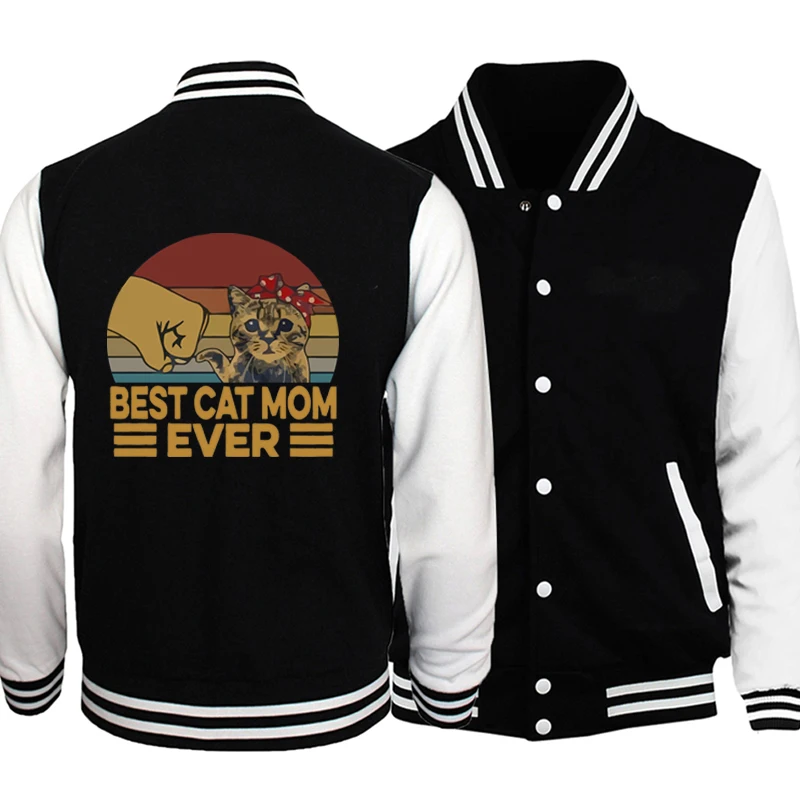 

Best Cat Dad Ever Cute Animal Cats Funny Uuniform Motorcycle Bomber Baseball Jacket Coat Black White Fleece Jackets Coats Autumn