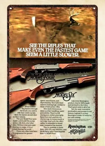 Винтажная офисная вывеска1981 Fiream REMINGTON Винтовка Whitetail gun металлическая жестяная