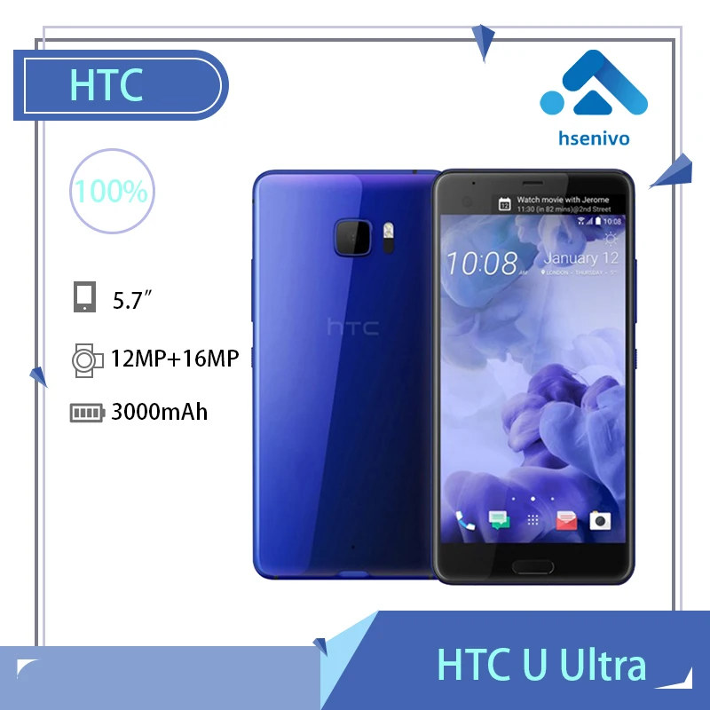 HTC U ультра отремонтированный-оригинальный Четырехъядерный 4 ГБ ОЗУ 64 Гб ПЗУ LTE 12