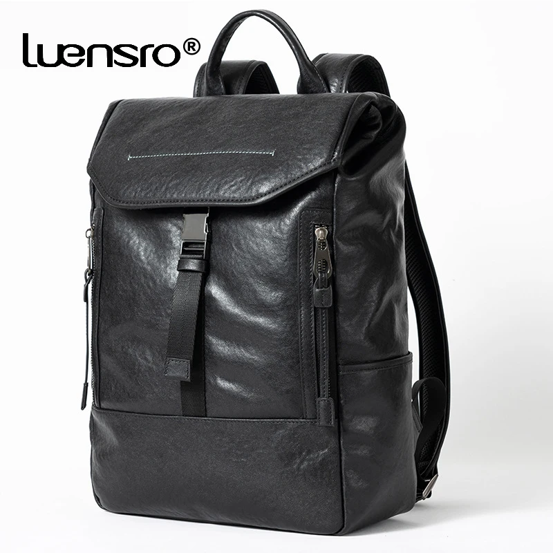 

High Quality Genuine Leather Men Backpack Fashion Design Travel Bag Large Capacity School Backpack 15.6 Inch Laptop Bags Leather
