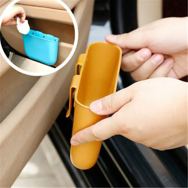 

Car Trash Bin Car Hanging Garbage Dust Case Storage Box Black Plastic Square Trash Can Auto Interior Accessories
