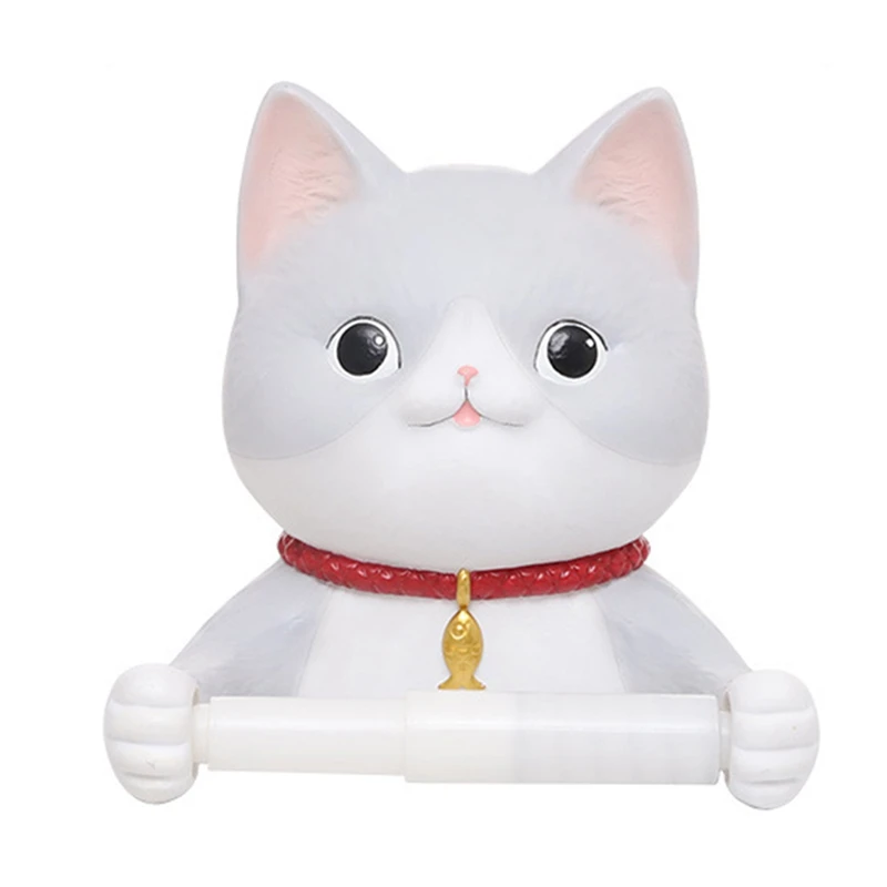 

AT14 Creative Animal Toilet Paper Holder Towel Rack Wall Mounted Bathroom Kitchen Cute Cat Roll Paper Holder Tissue Rack