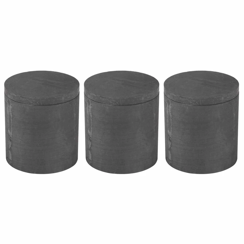 

3X High Purity Graphite Melting Crucible Casting With Lid Cover 40 X 40Mm For Silver&Black