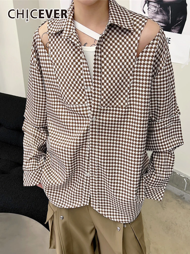 

CHICEVER, корейские блузки с открытыми плечами для женщин, с лацканами, с длинным рукавом, однобортные, винтажные, цветные, весенние, повседневные рубашки для женщин