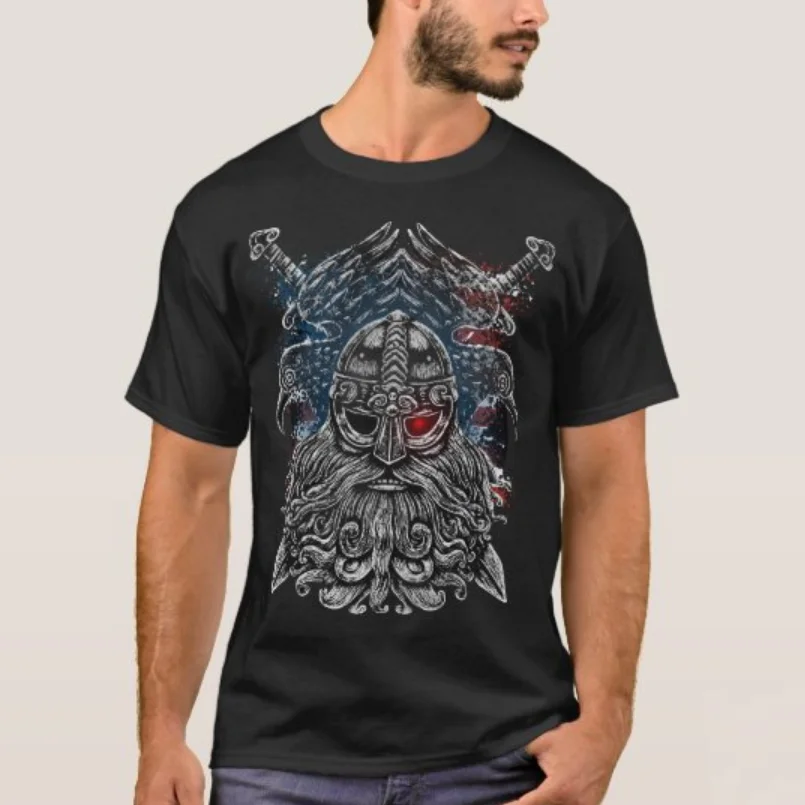 

Norse Mythology Odin Ravens and Swords USA Flag T-Shirt 100% Cotton O-Neck Summer Short Sleeve Casual Mens T-shirt Size S-3XL