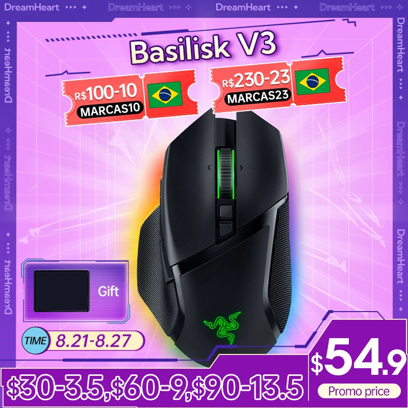 

Razer Basilisk V3 Wire Gaming Mouse Gamer 26000 DPI Optical Sensor E-sports With RGB Lighting For PC Laptop