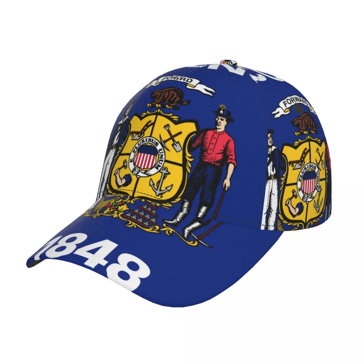 

Flag Of Wisconsin Outdoor Sport Caps Baseball Hat Men Women Visor Cap Baseball Cap Street Hip Hop Caps