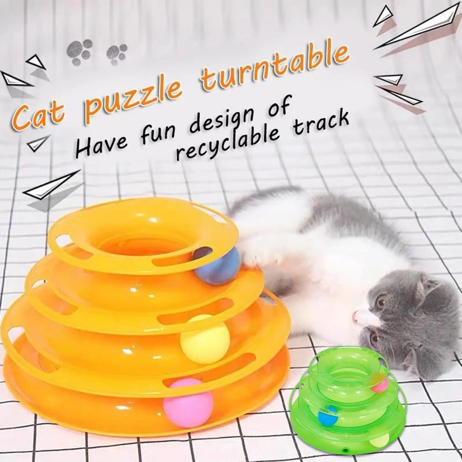 

Interactive Tower Toys Turntable Roller Balls Toys For S Kitten Teaser Puzzle Track Toys Pets Training Supplies Acce Y0m5