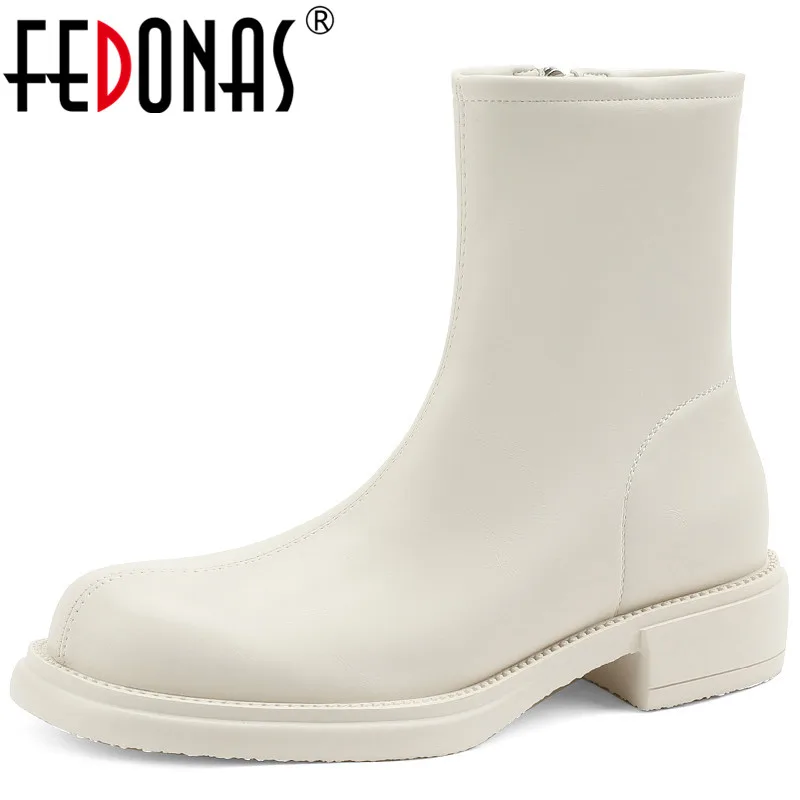 

FEDONAS/2022; Женские ботильоны на низком каблуке с круглым носком; Повседневная женская обувь в сдержанном стиле; Сезон осень-зима; Женские эласт...