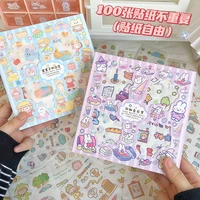100 boxed pet stickers girl heart hand account stickers cartoon small fresh pattern decoration diy hand account material collage