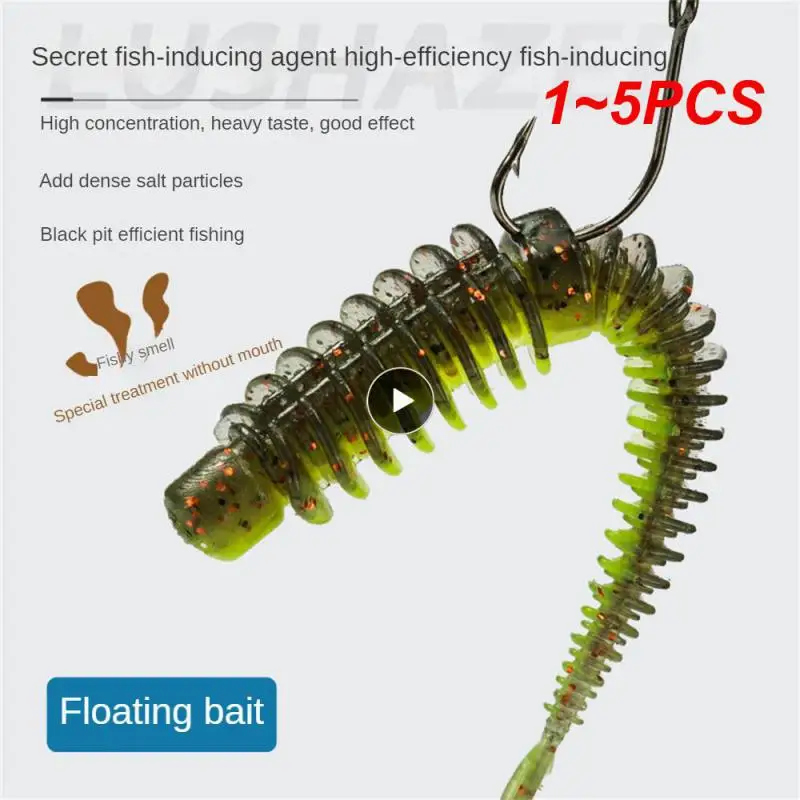 

1~5PCS Luya Lure Bionic Soft Bait Simulation Earthworm Floating Water Light Dance Worm Luya Soft Bait Realistic