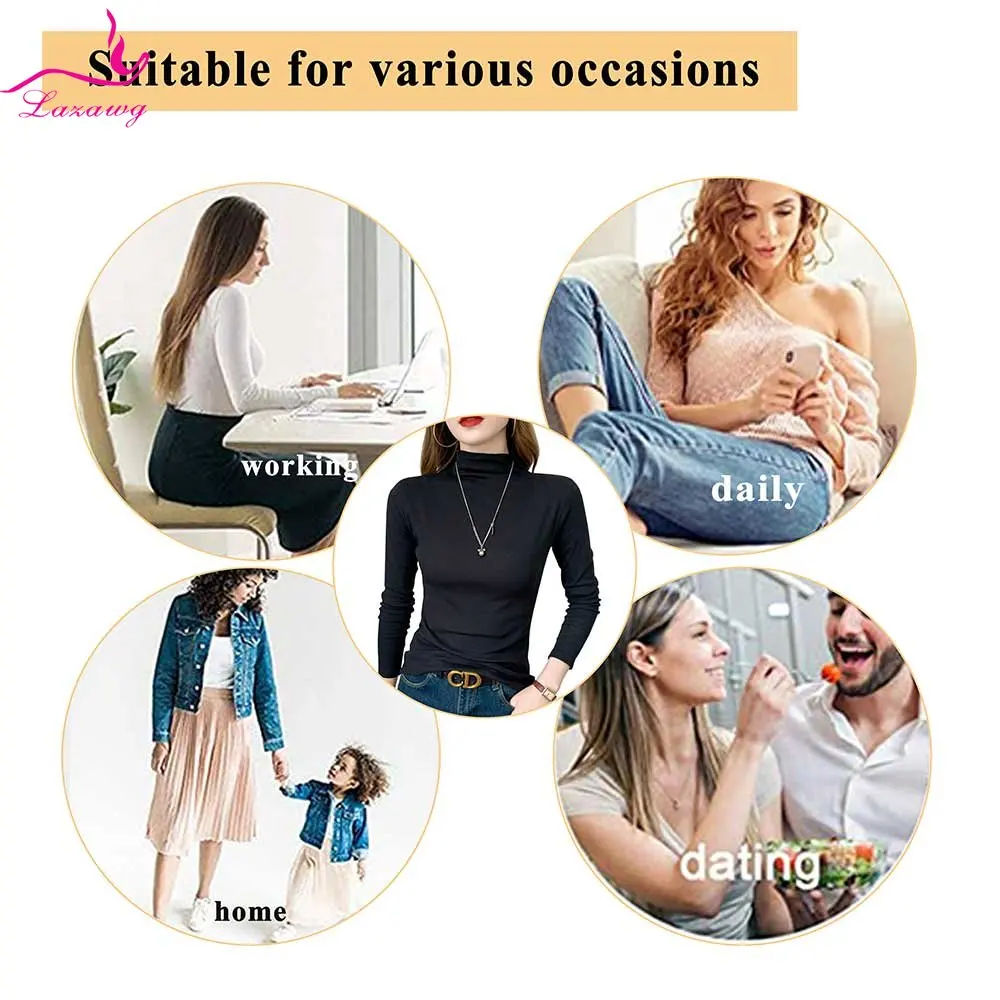 LAZAWG Turtle Necks for Women Mock Neck Top Long Sleeve Casual Undershirts Lightweight Base Layer Shirts Suitable for Daily Wear