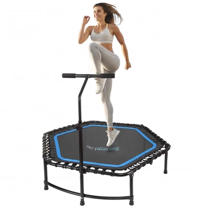 

SLELT518 - Pro Aerobics Fitness Trampoline - Portable Gym Sports Trampoline with Adjustable Handrail For Outdoor Sport Teens Gir