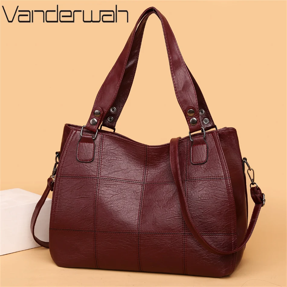 

Luxury Brand Vintage Handbag for Women Large Capacity Soft PU Leather Shoulder Bag Crossbody Bolsa Retro Shopping Patchwork Tote