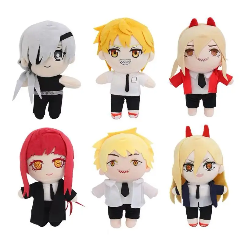 

20Cm Anime Chainsaw Man Plush Toys Makima Power Denji Kawaii Room Decor Cartoon Soft Stuffed Toys Fans Christmas Kids Gift