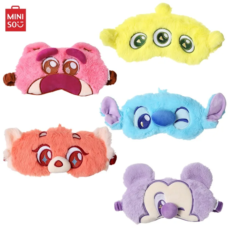 

MINISO Disney Series Anime Lotso Stitch Alien Mickey Plush Comfortable Eye Mask Kawaii Kawaii Travel Portable Shading Sleep Mask