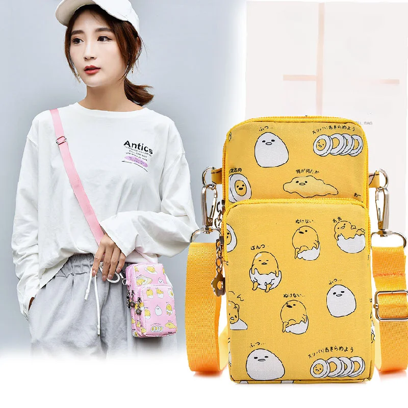 Новая сумка-мессенджер Sanrio Gudetama для мобильного телефона, милая маленькая сумка в стиле аниме с изображением мультяшного яйца для студентов и джентльменов, кошелек для монет на запястье, праздничный подарок