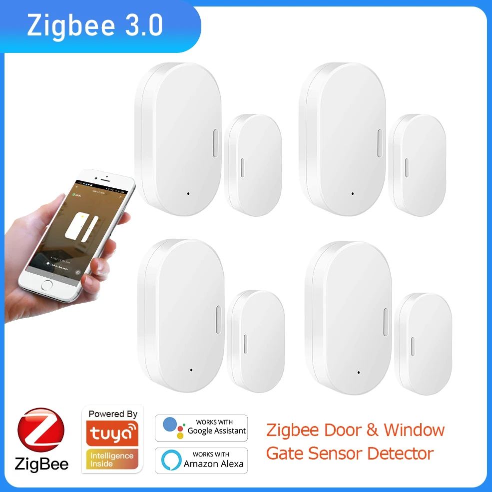 Умный датчик открытия/закрытия окон и дверей ZigBee3.0, датчик окон Tuya, детектор открытия/закрытия дверей, домашняя охранная сигнализация, работ...
