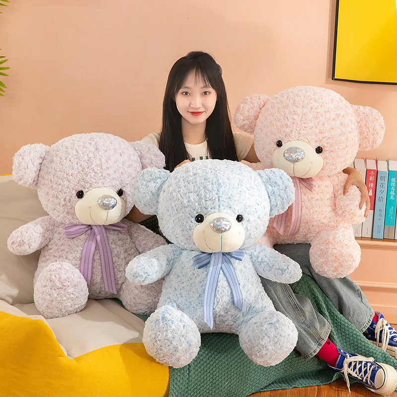 

35-60cm Rose Colorful Bear Plush Toy Children's Birthday Gift Throwing Pillow Doll Shopping Mall Gift