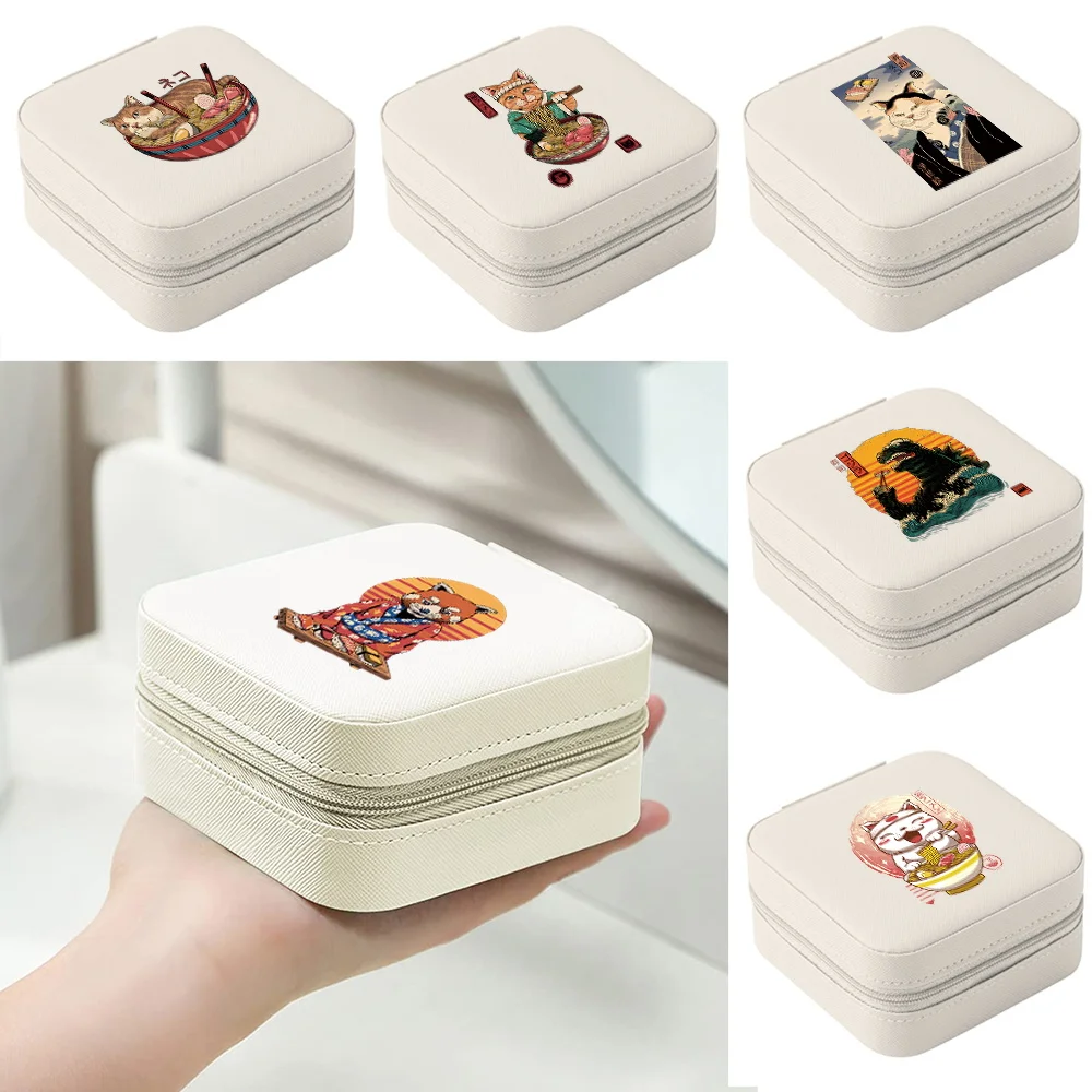 

Портативная шкатулка для ювелирных изделий, органайзер для ювелирных украшений, дорожный органайзер для ювелирных украшений с рисунком ко...