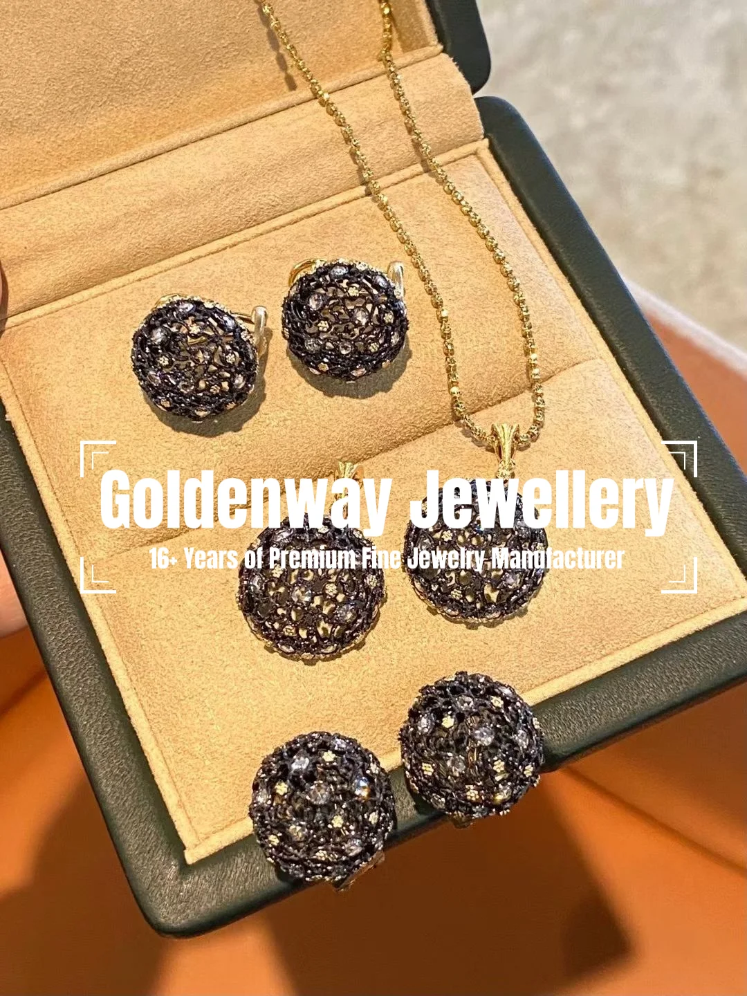 Фото Ювелирные изделия Goldenway Custom из серебра 925 пробы с высокоуглеродистыми/лабораторно выращенными бриллиантами/муассанитами, черное золото, любой дизайн, любой логотип, любой драгоценный камень №1