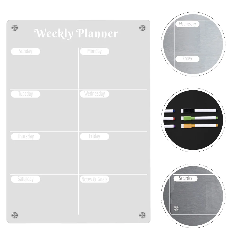 

Weekly Planner Board Magnetic Whiteboard Fridge Refrigerator Clear Dry Erase Acrylic Refrigerators French