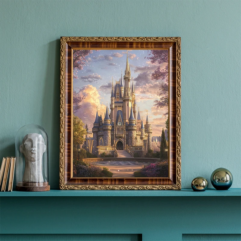 Замок сказочный пейзаж картина маслом постеры и принты печать на холсте