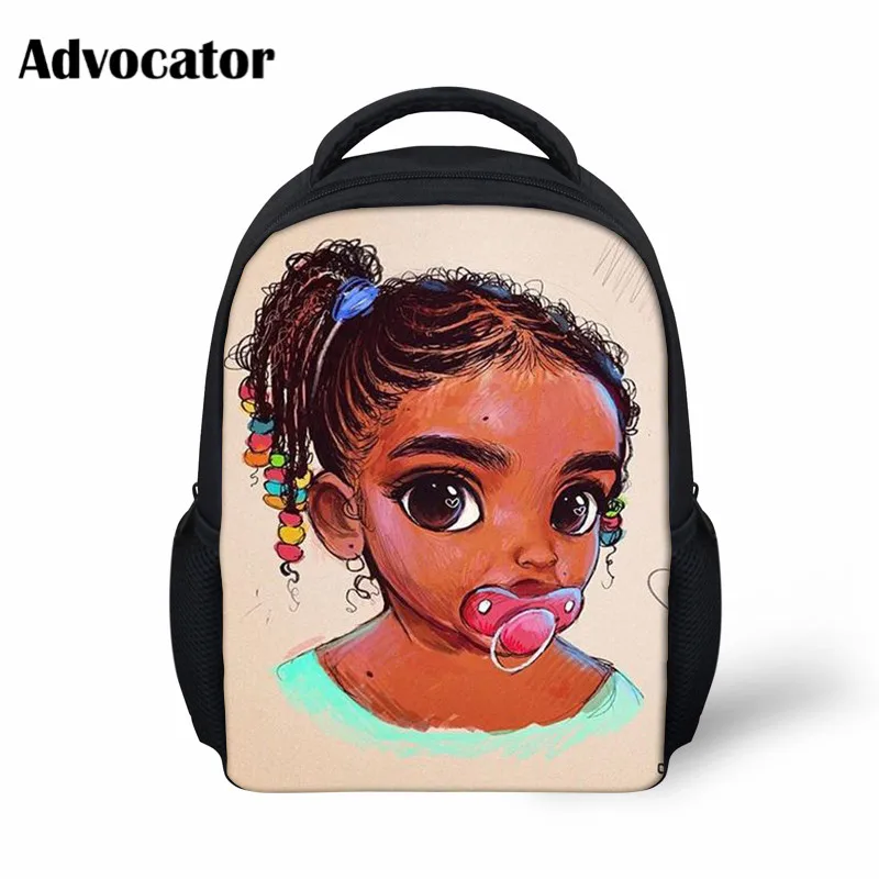 ADVOCATOR Fashion Kawaii Cartoon African Baby Girl Printing Schoolbags for Girls Kids Bag Boys Custom Name Kids Backpack Mochila