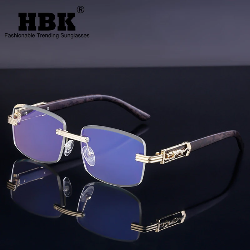

HBK 2023 New Frameless Leopard Sunglasses For Men Designer Brand Rimless Women Sun Glasses Unisex Mens Fashion Shades UV400
