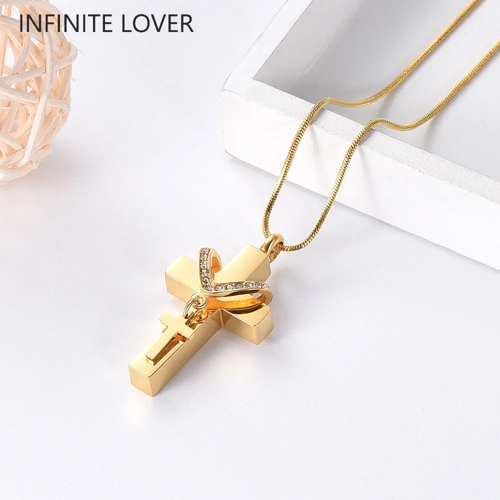 Цепочка с кулоном в виде креста, ювелирное изделие из нержавеющей стали с памятной урной, памятный зол для сувениров