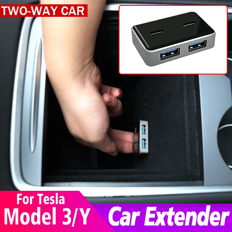 

Intelligent Docking Station USB Shunt Hub 30W Fast Charging Interior Decoration Accessories For Tesla 2021-2022 Model 3 Model Y
