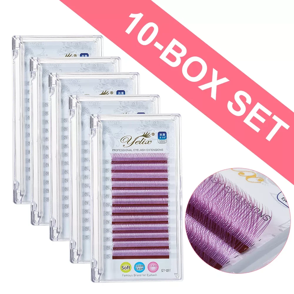 

10 шт., фиолетовые цветные ресницы для наращивания