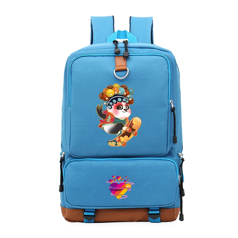 

2022 Peking Opera Facebook Love Cute Panda Likee Style Student Schoolbag Solid Color Oxford Men's and Women's Backpacks Backpack