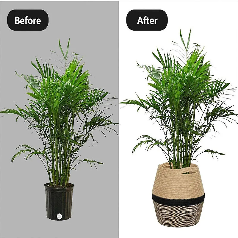 

Плетеная корзина из хлопка с цветами, декоративная стандартная складная корзина для хранения растений