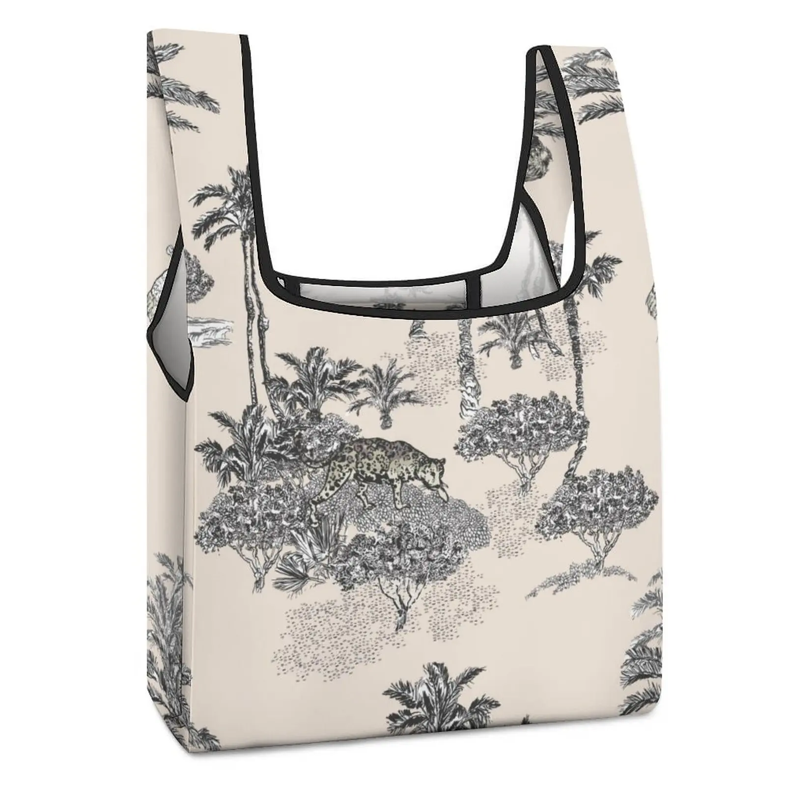 Custom Printed  Leaf Print Waterproof Foldable Shopping Bags Small Shoppers Travel Grocery Portable Bags Large Food Handbags