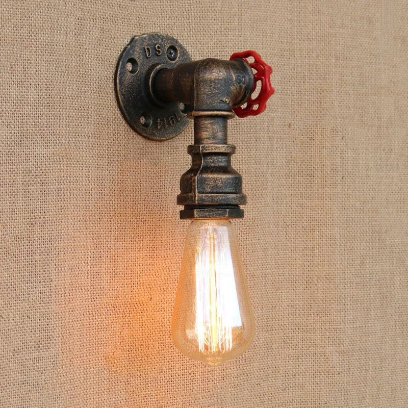 

American Retro Loft Industrial Wall Light Balcony Restaurant Bar Coffee Shop Personalized Creative Iron Art Water Pipe Wall Lamp