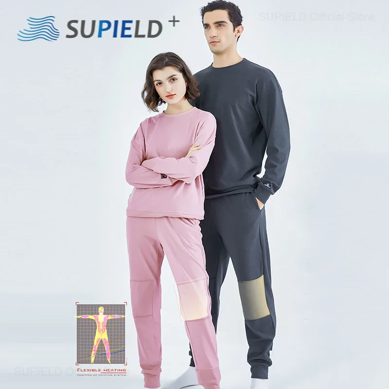 Supield Aerogel Winter Indoor Thermal Pajama Sets Men Women Loose Soft Home Clothes Anti Static Breathable Underwear Suit Unisex