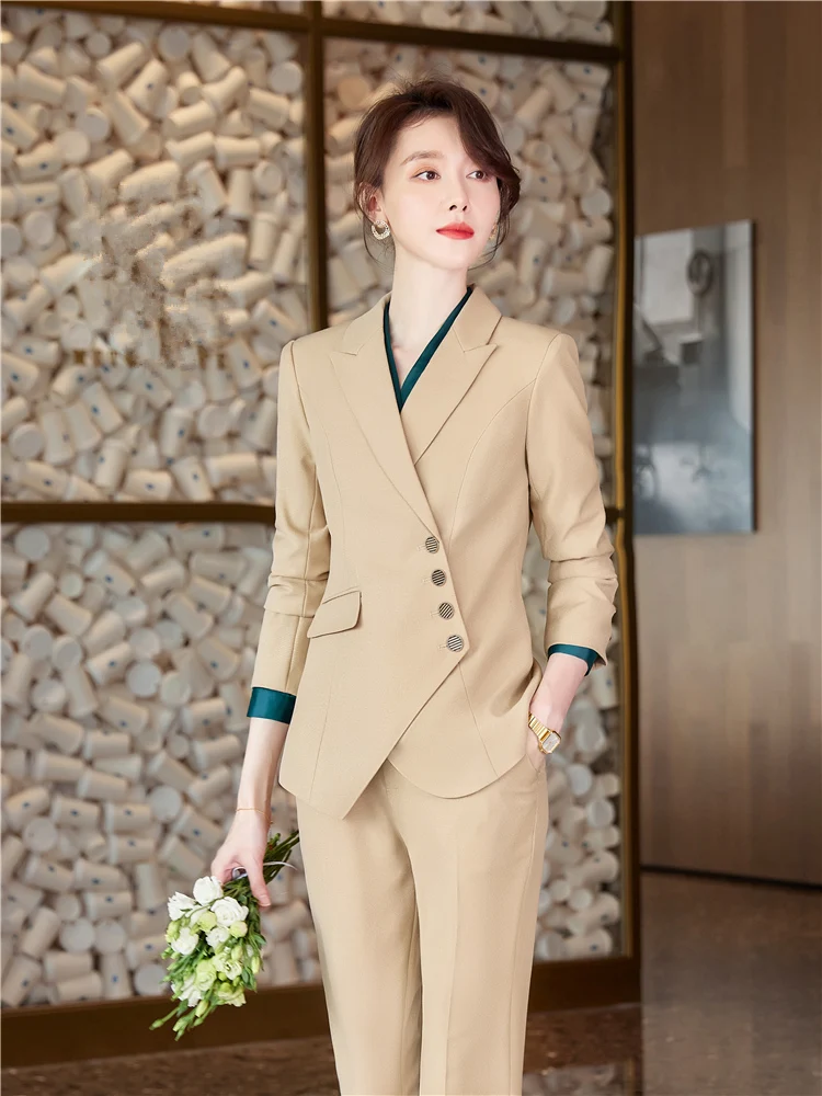 Women's Elegant 2 Pieces Blazer Set Fashion Business Suit Office Wear Formal Blazer Pants Suits Sets 5XL