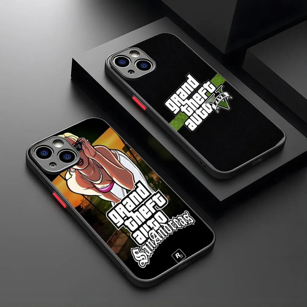 Чехол для телефона Grand Theft Auto GTA 5 матовый чехол с рисунком iPhone 15 14 12 13 11 Pro XR XS Max Mini X 7